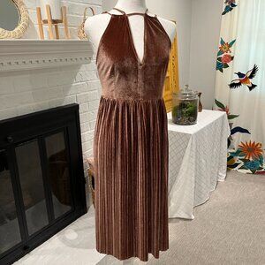 Arknc Halter Velour Metallic Dress - Medium